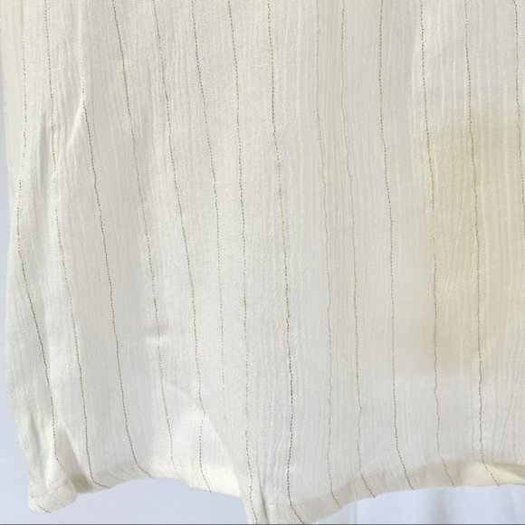 New Free The Roses Sequin Striped Tassel Tie Peasant Top Ivory Black Gold Medium - Picture 5 of 16